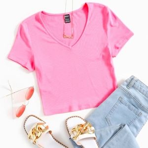 🎈2/$10 SHEIN V-neck Rib-knit Tee